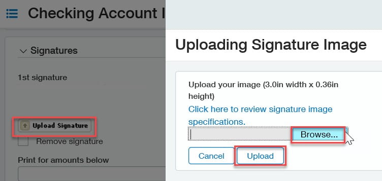 Upload Signature Image dialog box