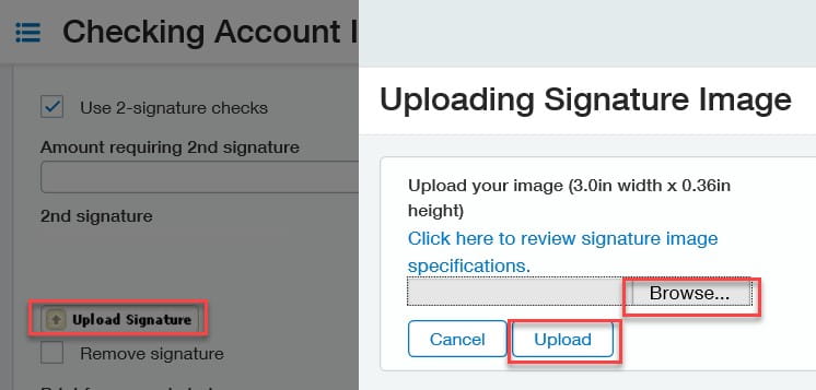 Uploading Signature Image dialog box