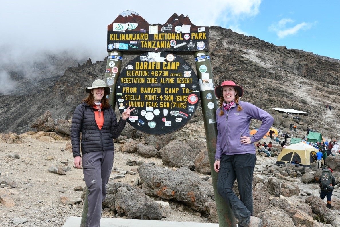 Erin, left, and Angel were well-positioned for the final ascent to the summit.