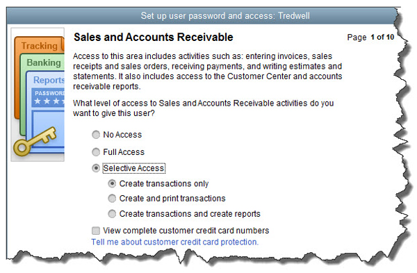Sales and Accounts Receivable screen