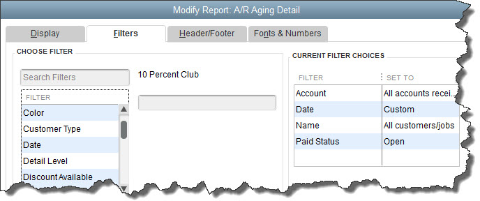 QuickBooks A/R Aging Detail