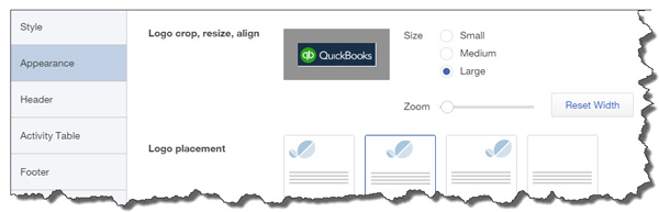 QuickBooks Online lets you include your logo