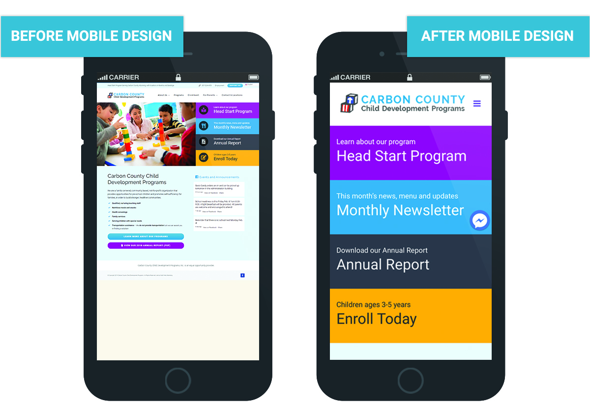 Learn more about the work we did for the Carbon County Child Development Program with a mobile-friendly redesign: