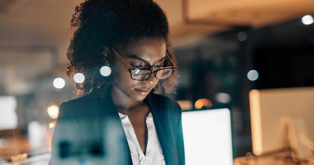 woman looking at a screen