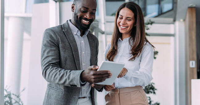 people looking at papers