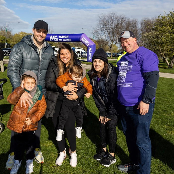 The family gathers for the 2023 March for Babies Walk near the  Chicago lakefront.