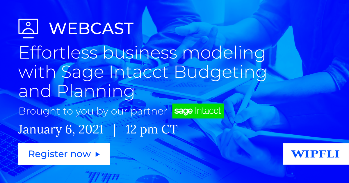 inar Effortless business modeling with Sage Intacct Budgeting and