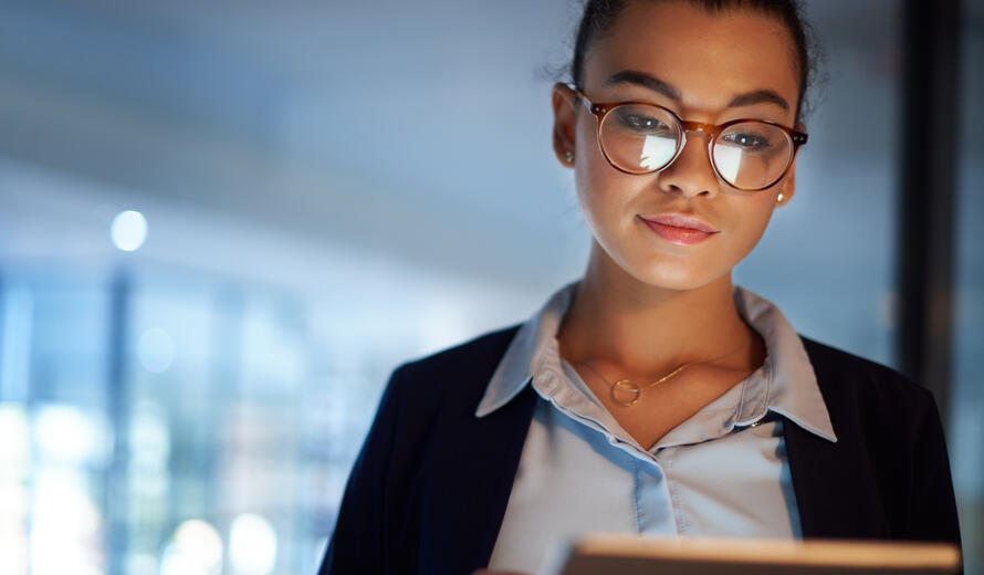 Shot of a young businesswoman using a digital tablet