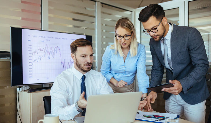 Business people developing winning strategies together.