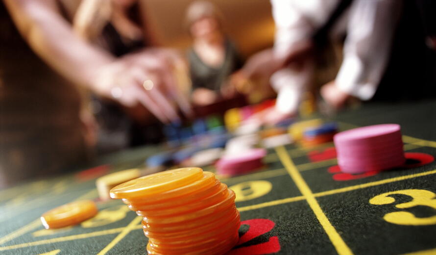 casino chips on a table