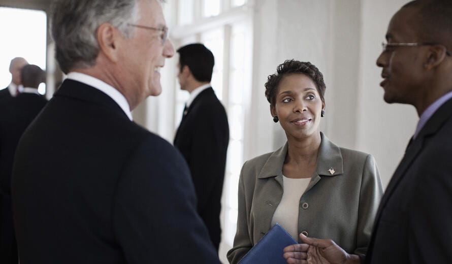 a few business people talking