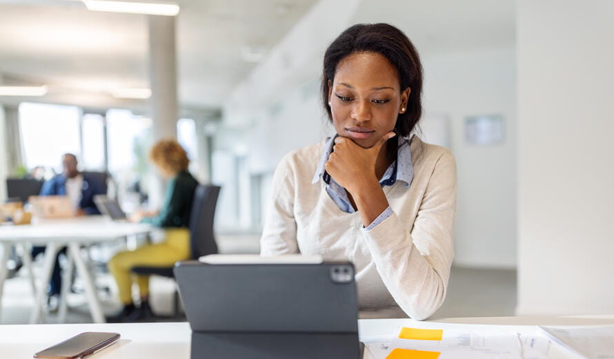 woman on a computer