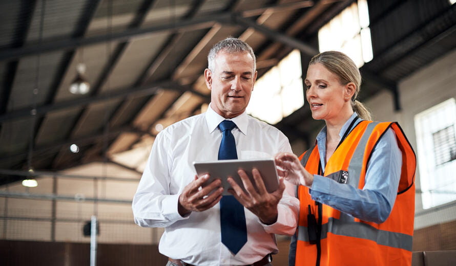 construction worker and a business man